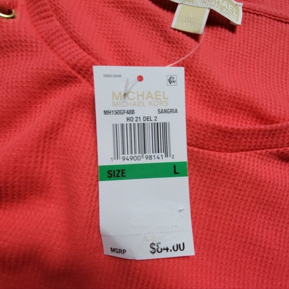 NWT! Michael Kors Lace Up Shoulder Thermal Top - Picture 7 of 12